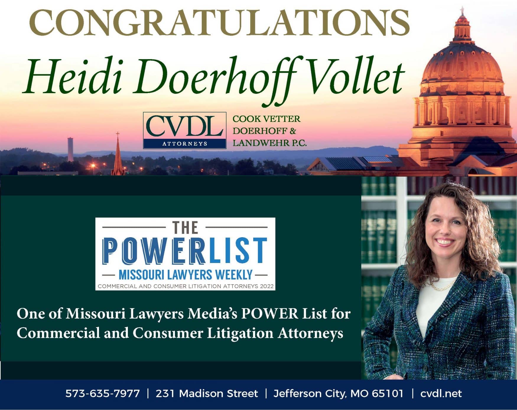 Heidi Doerhoff Vollet recognized as a Power 30 attorney in Consumer and